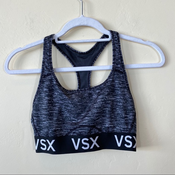 Victoria’s Sport VSX The Player Mesh Logo Band Sports Bra Heathered Grey S - Picture 5 of 13